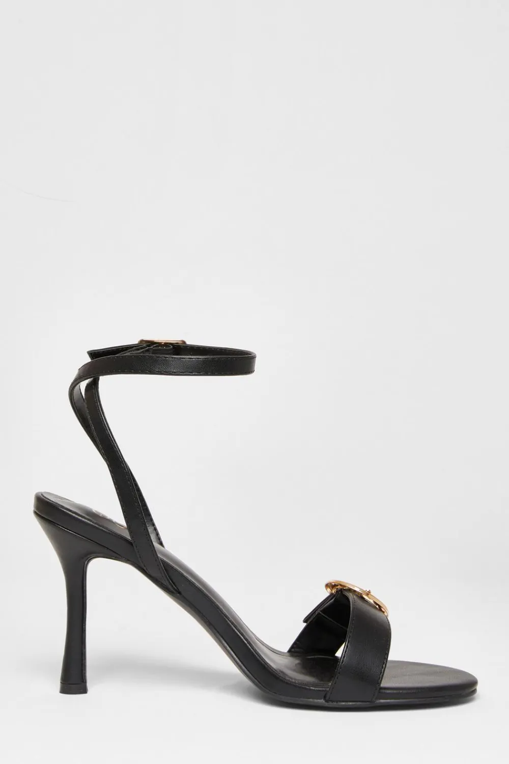 Quiz Heels>Faux Leather Buckle Heels