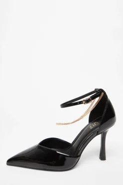 Quiz Shoe & Bag Sets|Heels>Black Faux Leather Court Heels