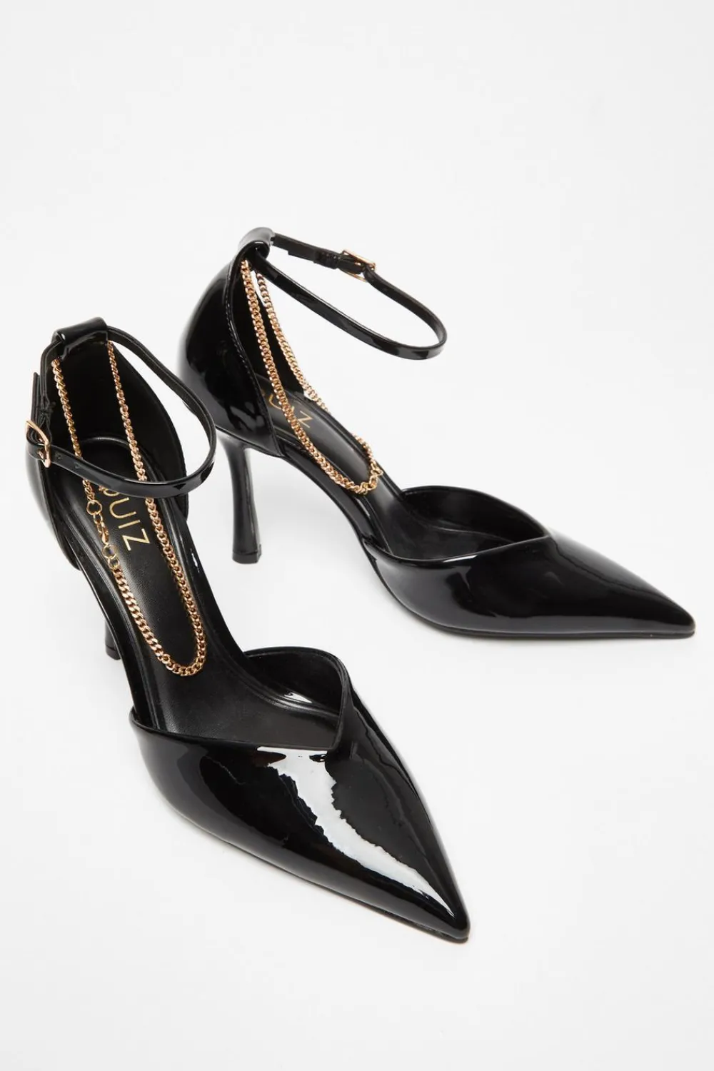 Quiz Shoe & Bag Sets|Heels>Black Faux Leather Court Heels