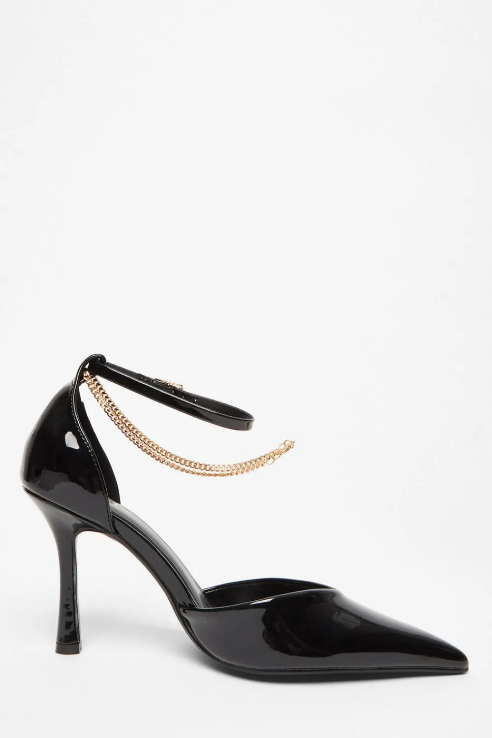 Quiz Shoe & Bag Sets|Heels>Black Faux Leather Court Heels