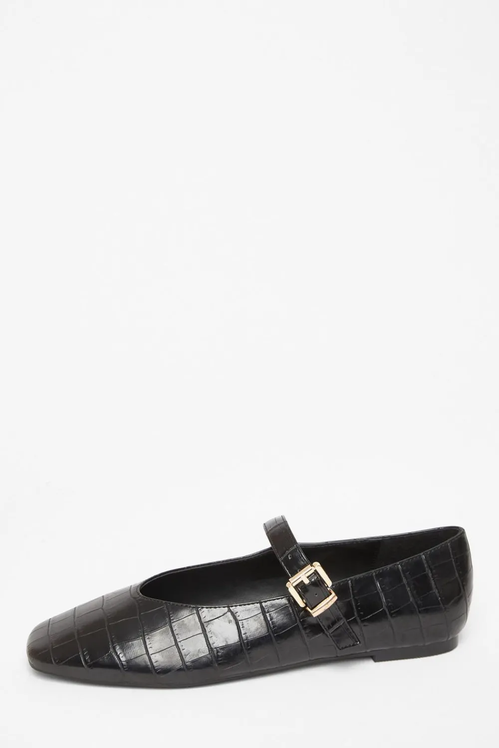 Quiz Pumps|Flats>Black Faux Leather Croc Print Pumps