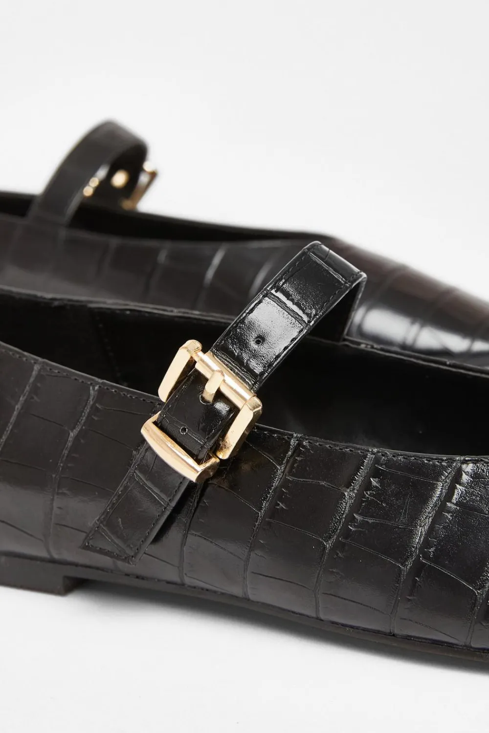 Quiz Pumps|Flats>Black Faux Leather Croc Print Pumps