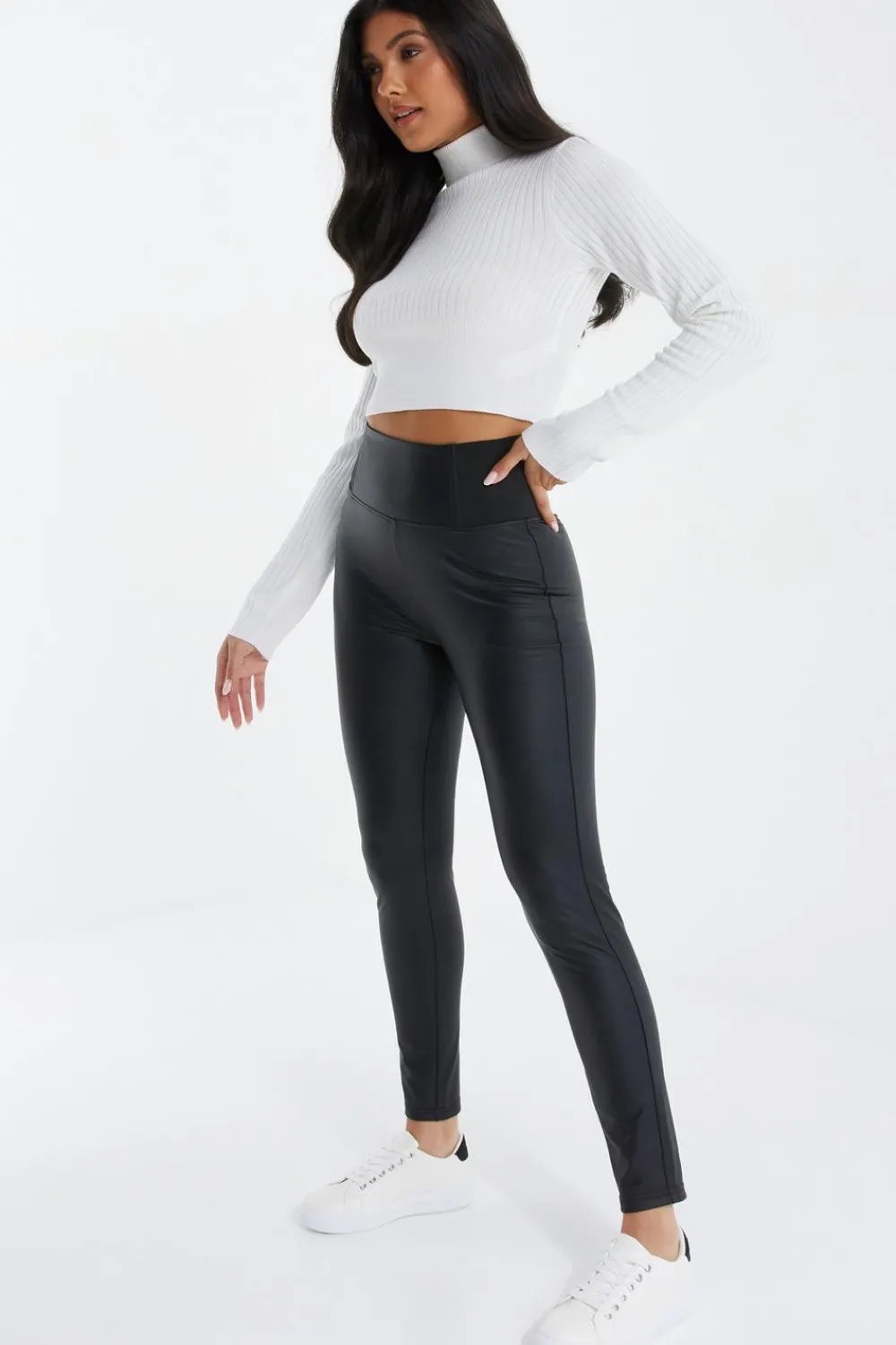 Quiz Trousers|Modest>Black Faux Leather Elasticated Leggings