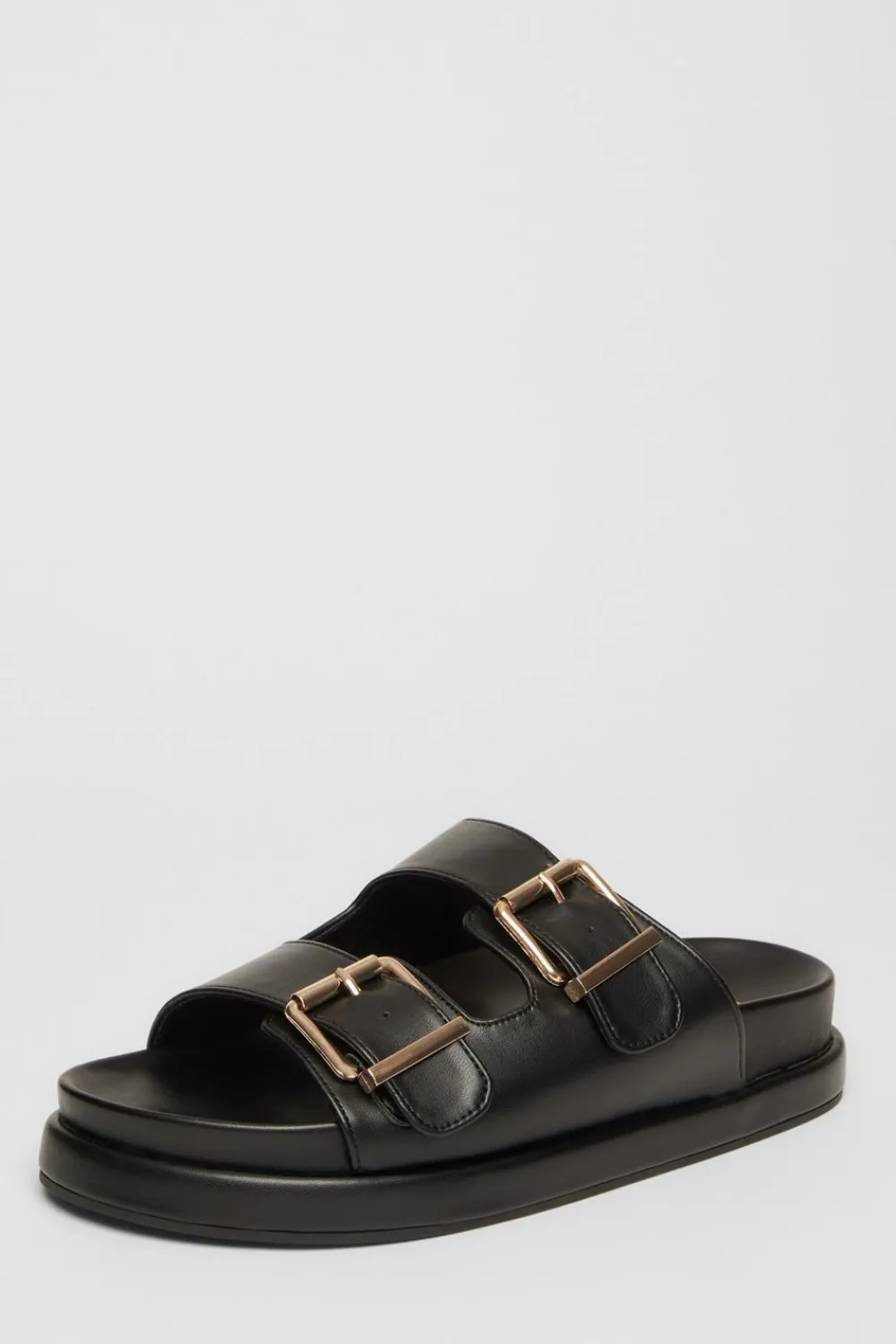 Quiz Flats>Faux Leather Flat Sandals