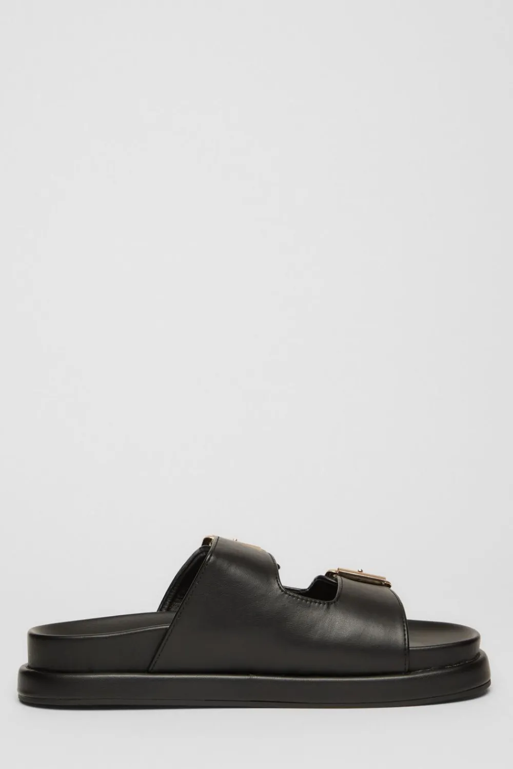 Quiz Flats>Faux Leather Flat Sandals