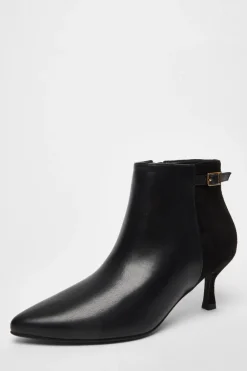 Quiz Boots>Black Faux Leather Heeled Ankle Boot