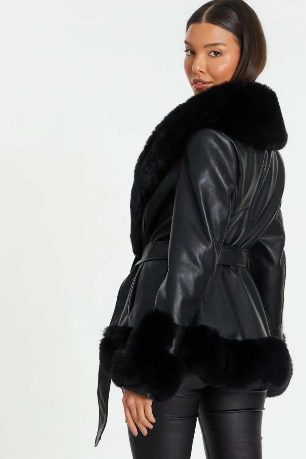 Quiz Jackets & Coats|Casual Clothing>Black Faux Leather Jacket
