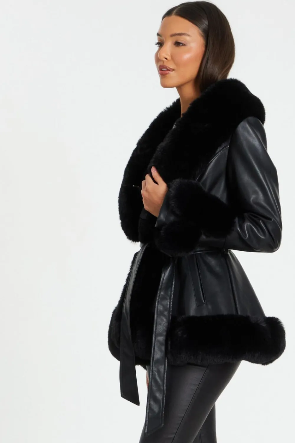 Quiz Jackets & Coats|Casual Clothing>Black Faux Leather Jacket