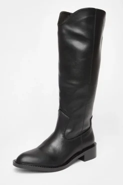 Quiz Boots>Black Faux Leather Riding Boots
