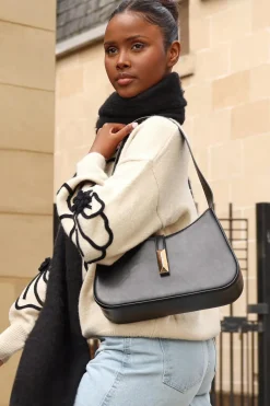 Quiz Bags>Faux Leather Shoulder Bag