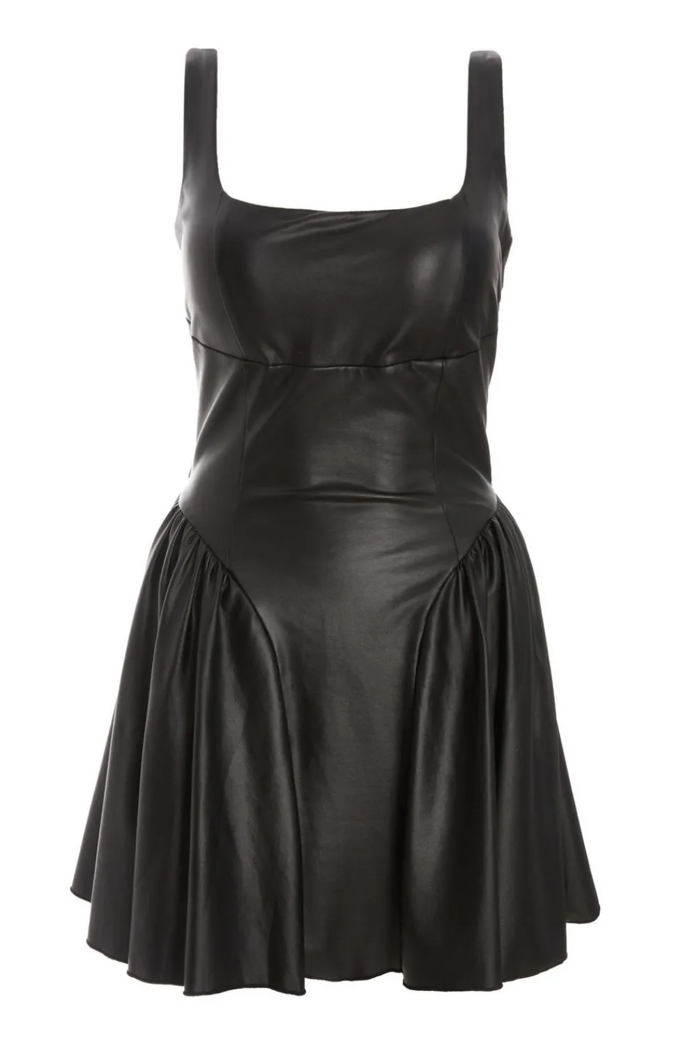 Quiz Mini Dresses|Going Out Dresses>Black Faux Leather Skater Dress