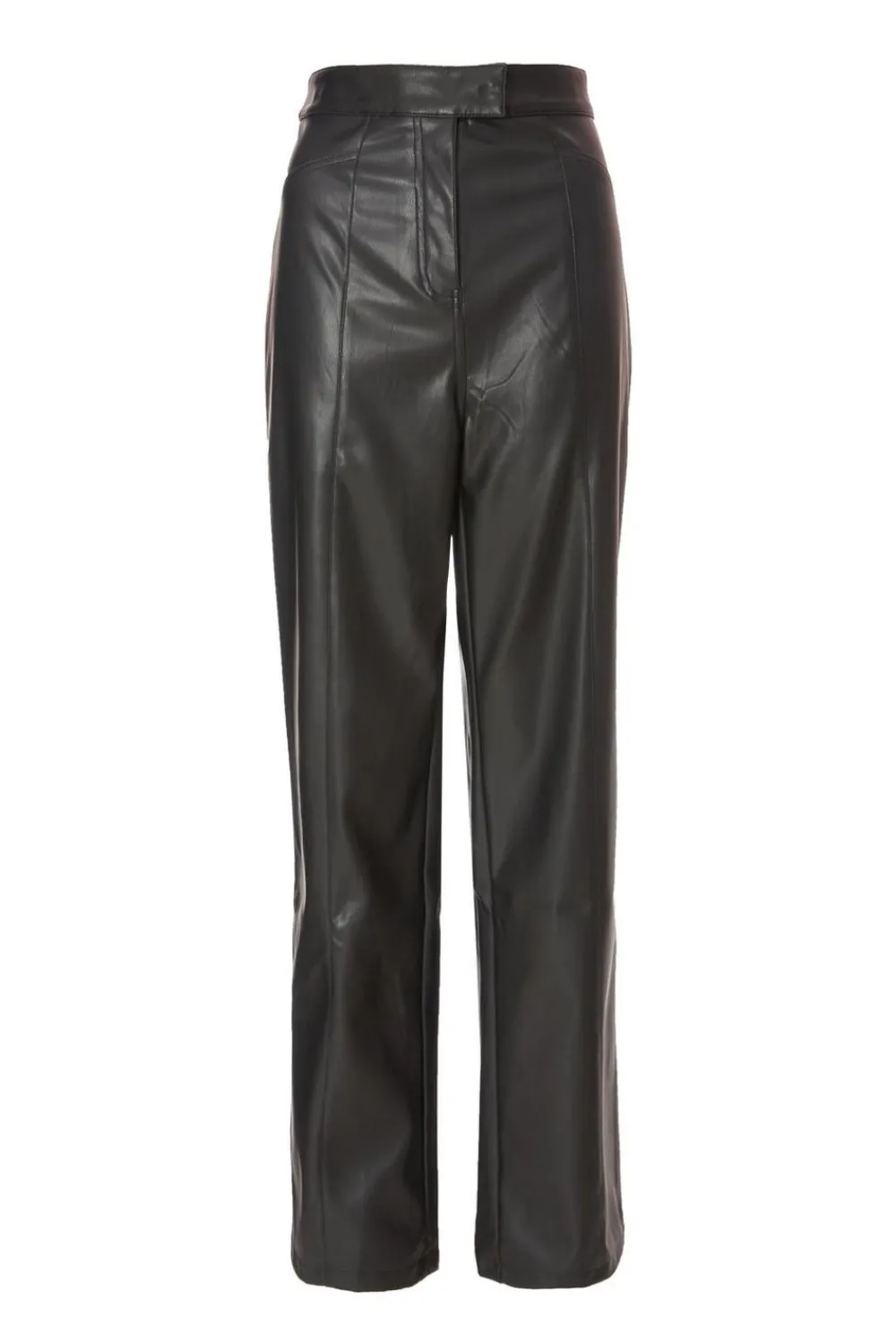 Quiz Workwear|Trousers>Black Faux Leather Trousers