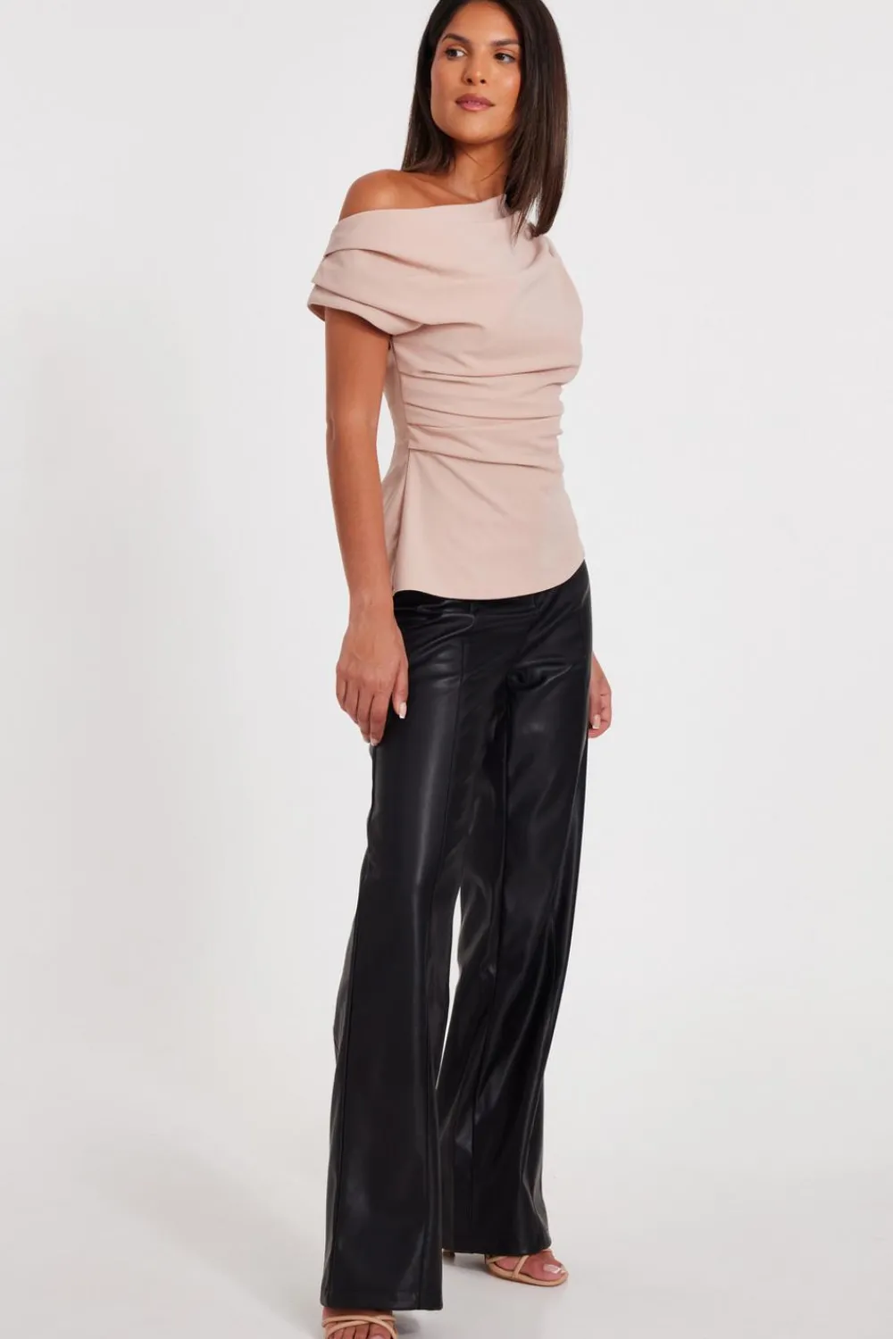 Quiz Workwear|Trousers>Black Faux Leather Trousers