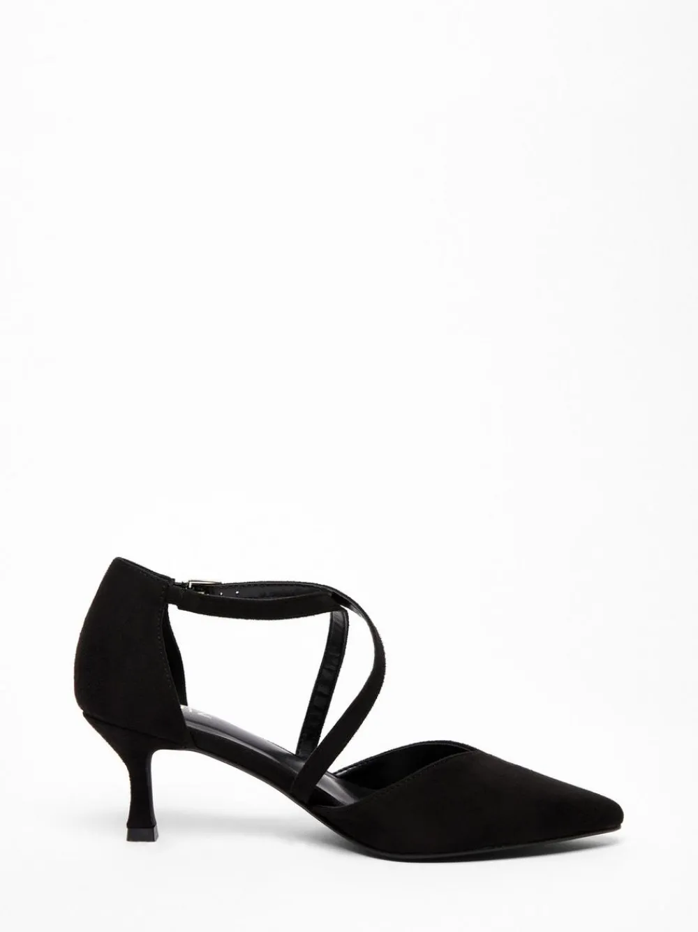 Quiz Heels>Black Faux Suede Court Heel