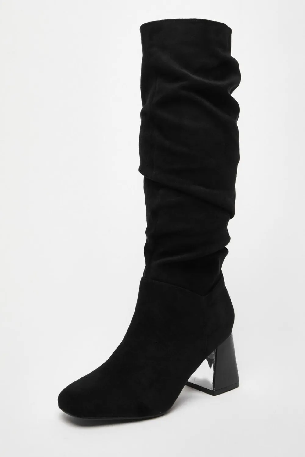 Quiz Platforms|Occasion Shoes>Faux Suede Ruched Heeled Boots