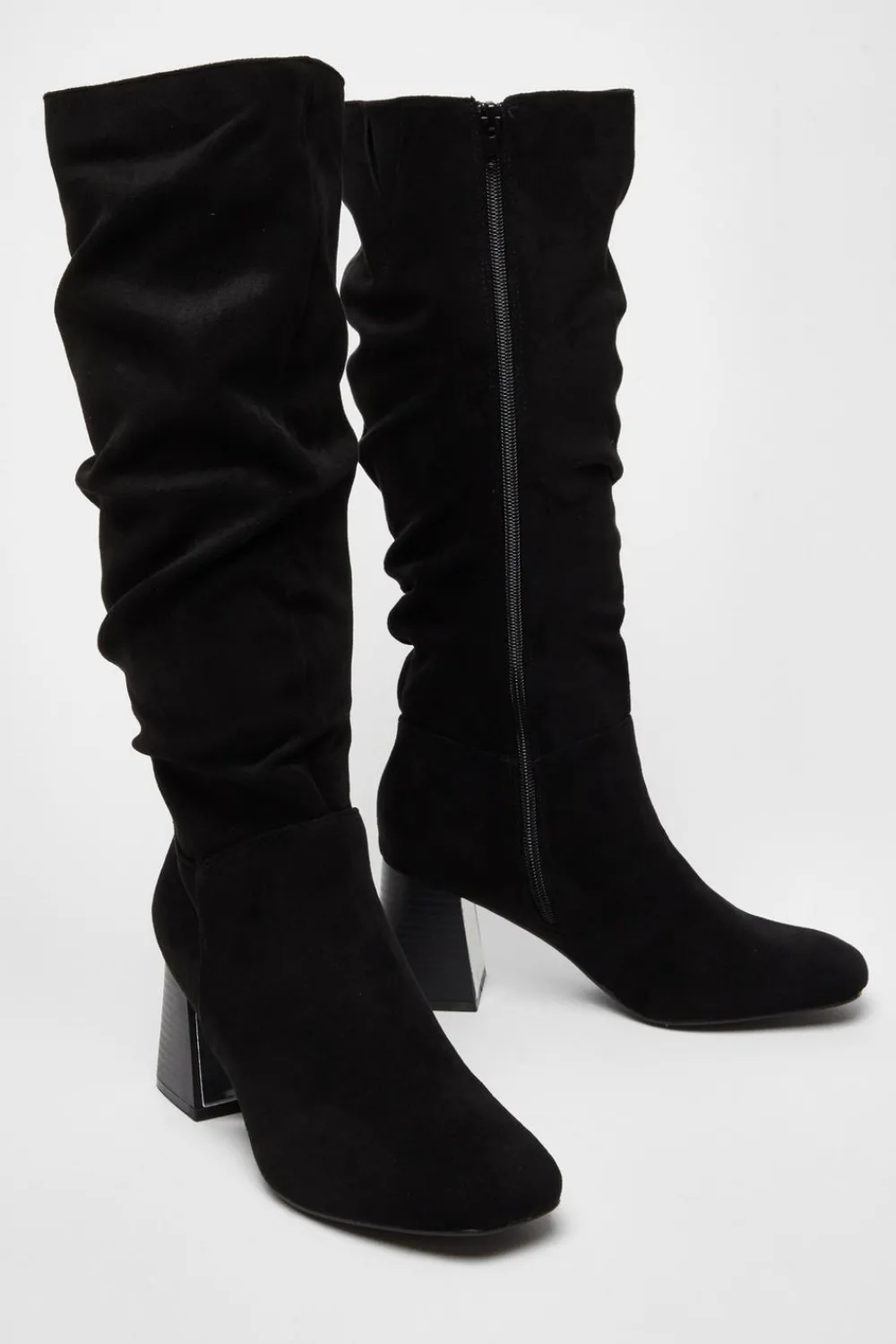 Quiz Platforms|Occasion Shoes>Faux Suede Ruched Heeled Boots