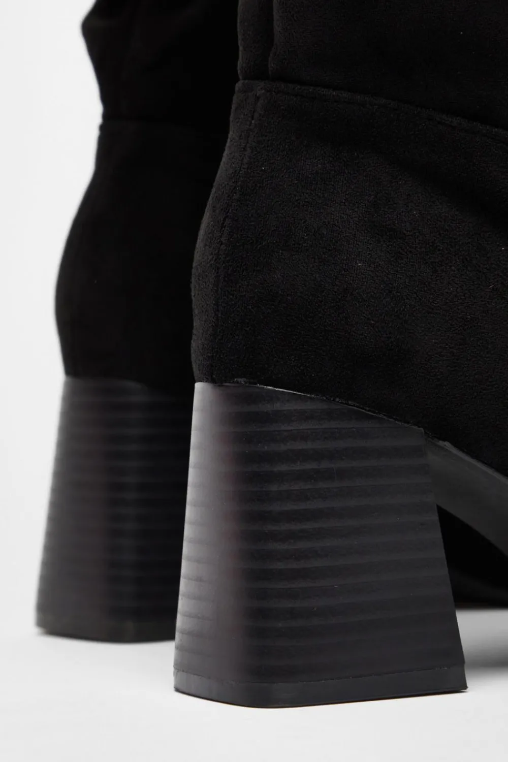 Quiz Platforms|Occasion Shoes>Faux Suede Ruched Heeled Boots
