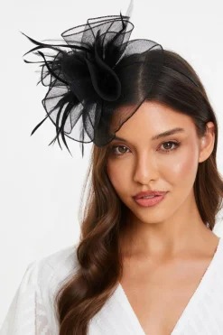 Quiz Wedding Accessories|Hair Accessories>Black Feather Headband Fascinator