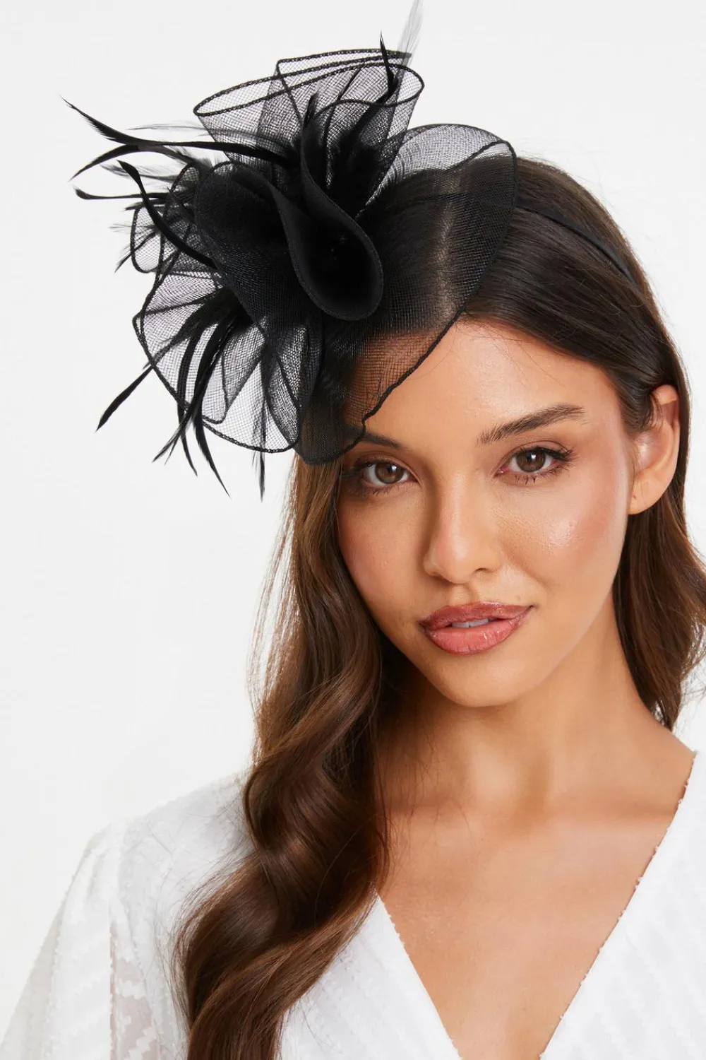 Quiz Wedding Accessories|Hair Accessories>Black Feather Headband Fascinator