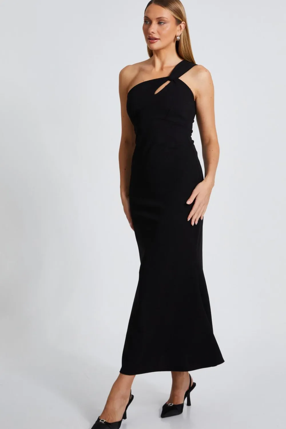 Quiz Evening Dresses|Wedding Guest Dresses>Black Fishtail Midaxi Dress