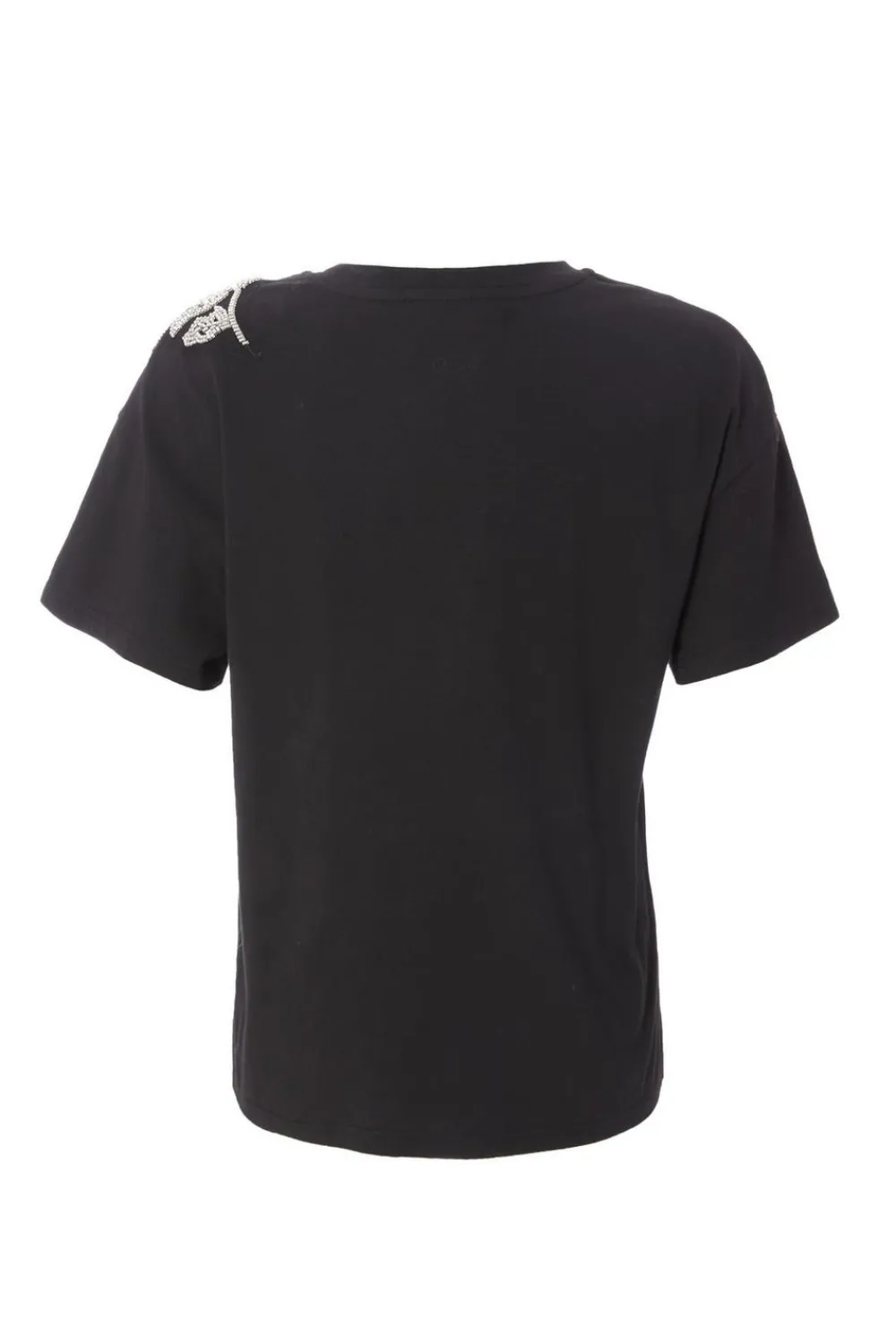 Quiz T-Shirts|Day Tops>Black Floral Applique T-Shirt