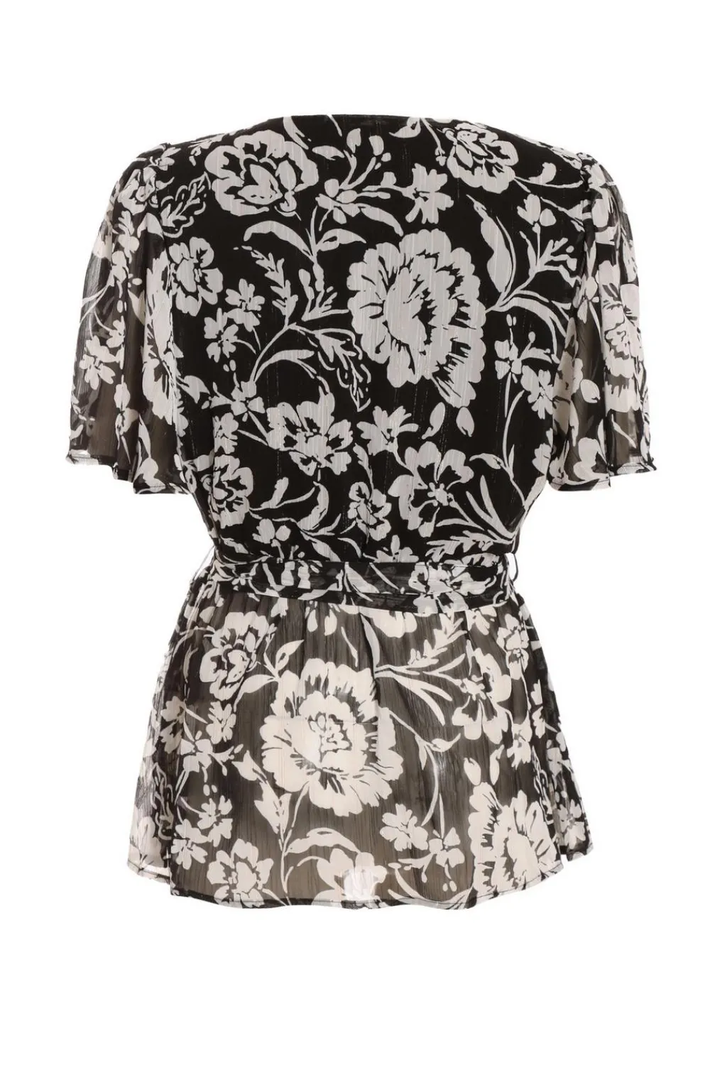Quiz Shirts & Blouses|Day Tops>Black Floral Chiffon Wrap Top