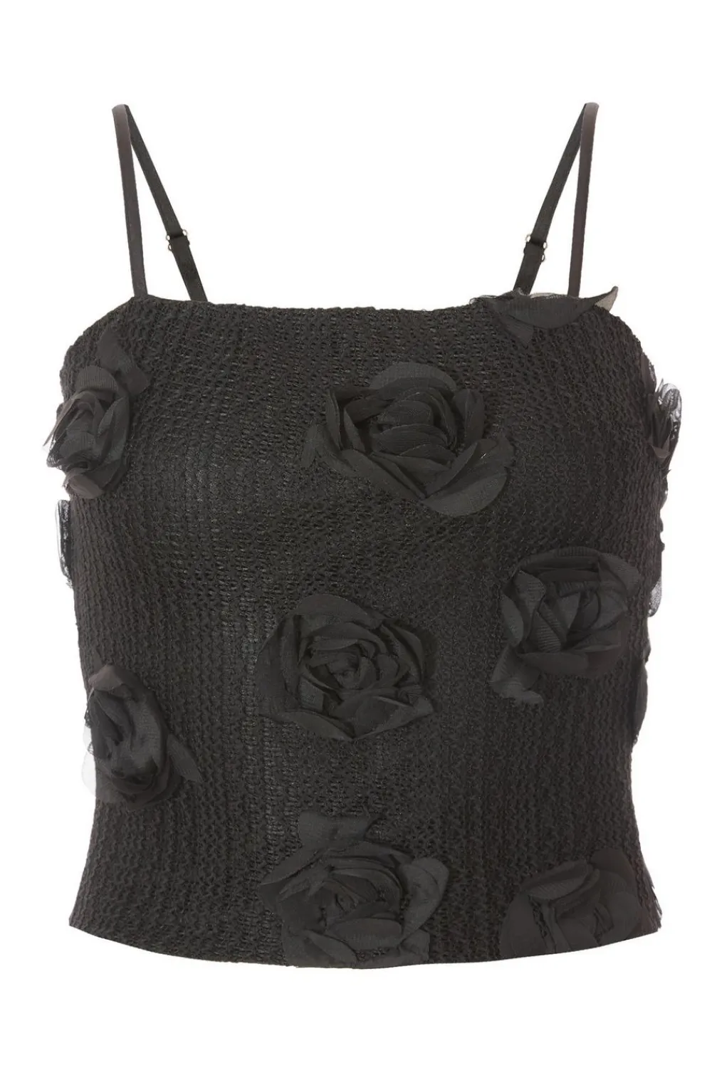 Quiz Going Out Tops|Crop Tops>Black Floral Crop Top
