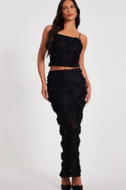 Quiz Summer Clothes|Going Out>Black Floral Maxi Skirt