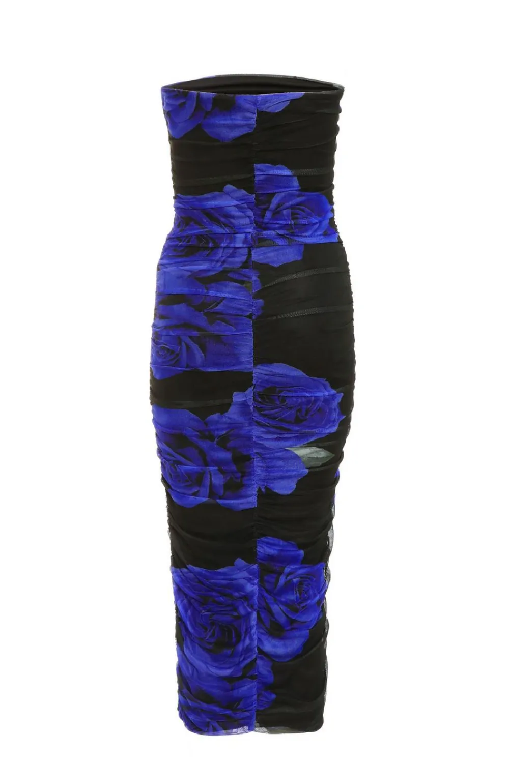 Quiz Evening Dresses|Florals>Black Floral Mesh Bandeau Midi Dress
