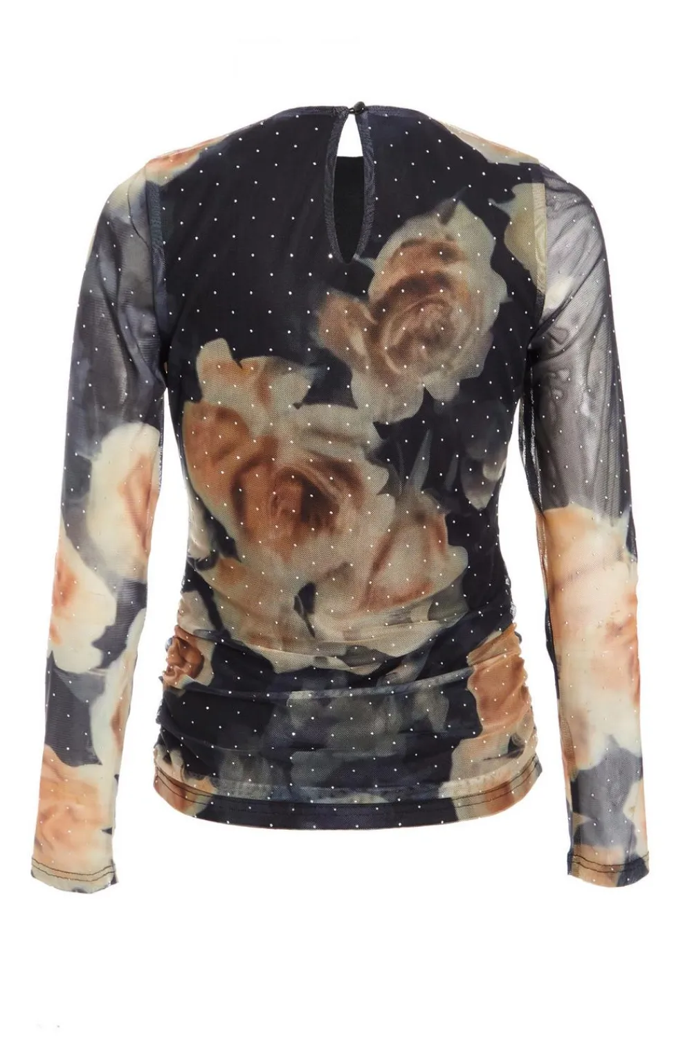 Quiz Going Out Tops|Tops>Black Floral Print Mesh Top