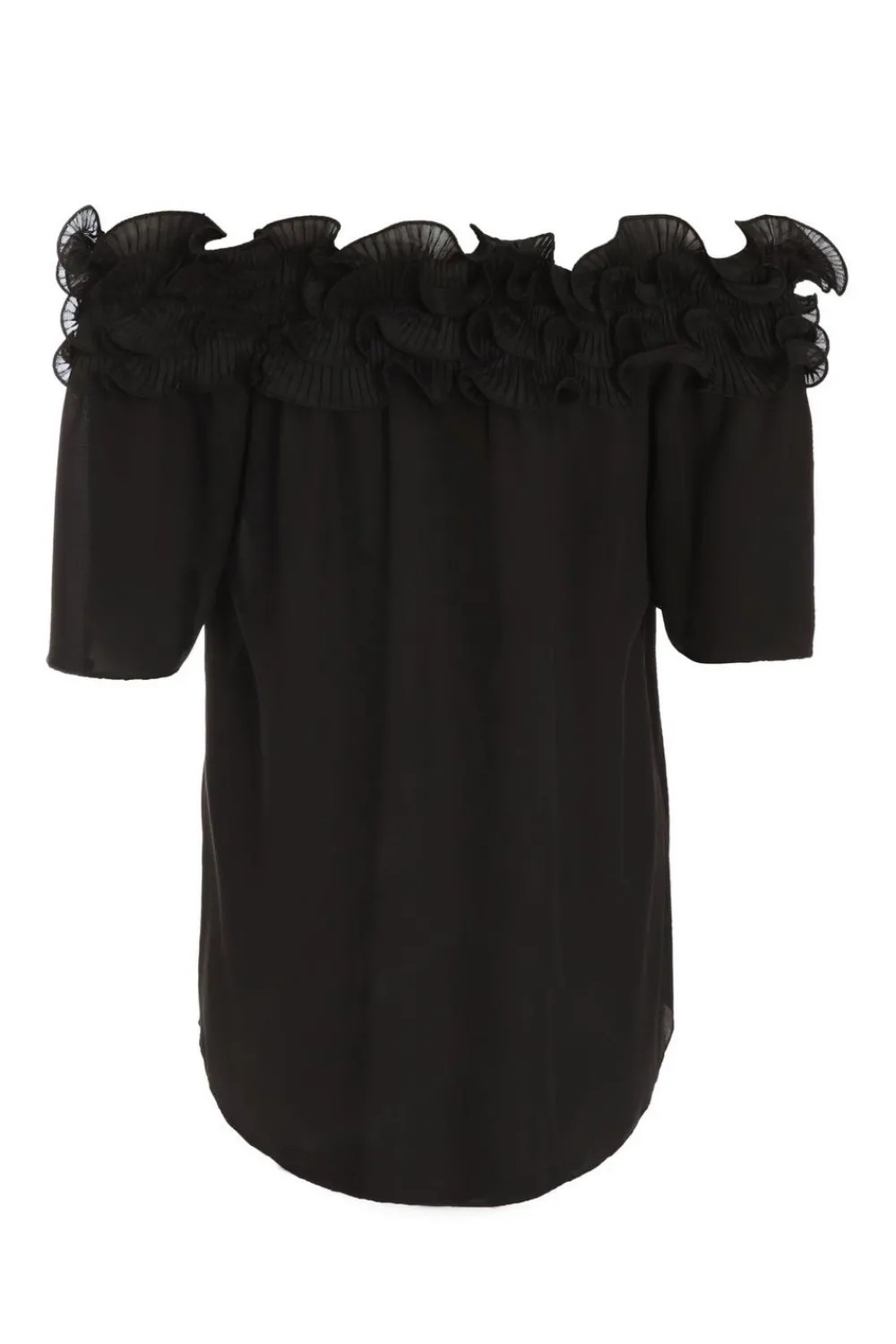 Quiz Bardot Tops|Tops>Black Frill Bardot Top