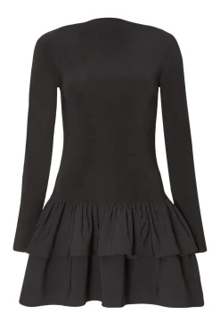 Quiz Going Out|Dresses>Black Frill Mini Dress