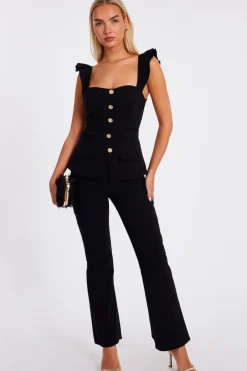 Quiz Occasion Jumpsuits|Going Out Jumpsuits>Frill Sleeve Jumpsuit
