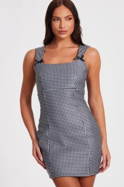 Quiz Summer Clothes|Dresses>Black Gingham Mini Dress