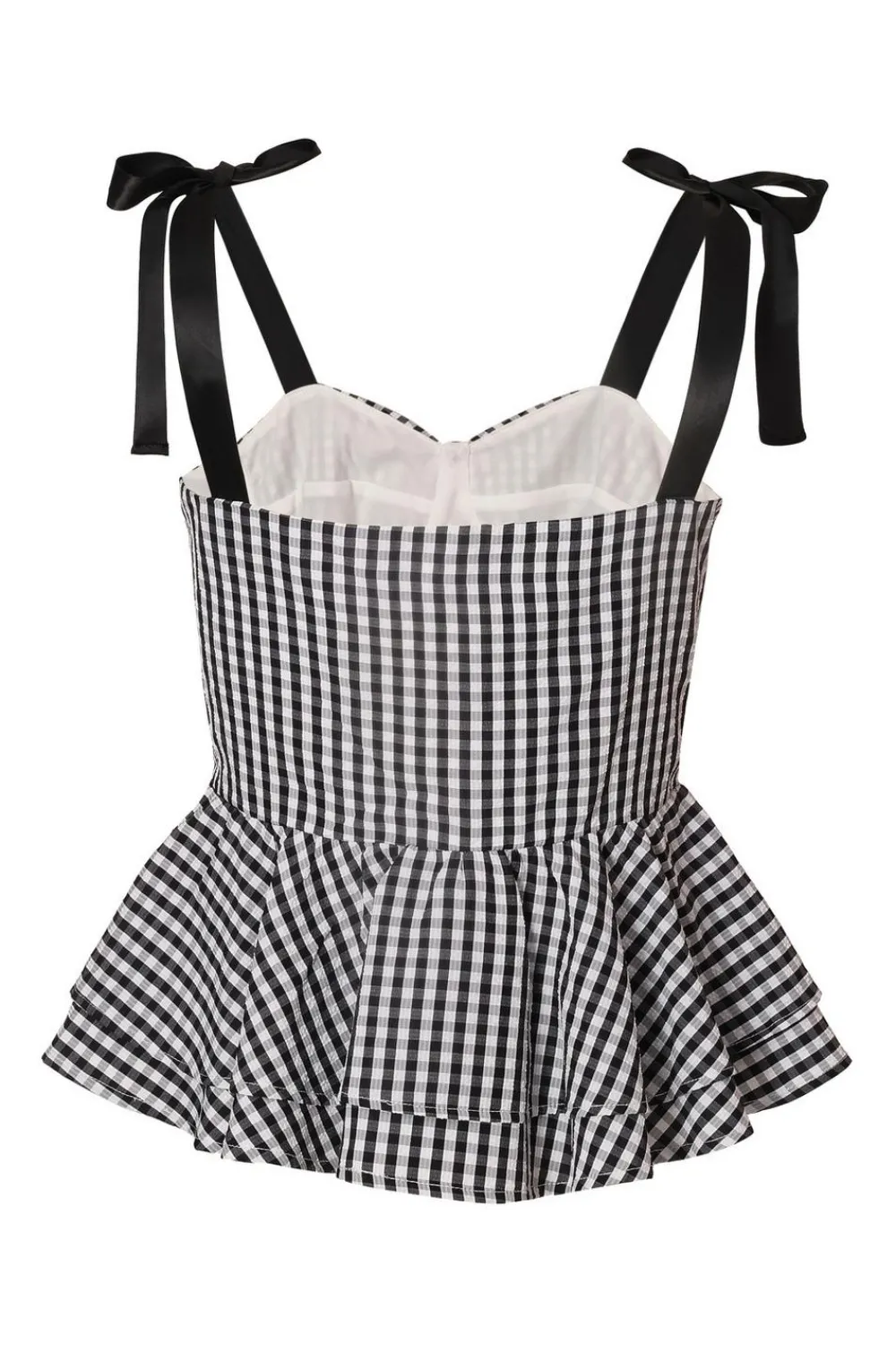 Quiz Summer Tops|Going Out Tops>Black Gingham Peplum Top
