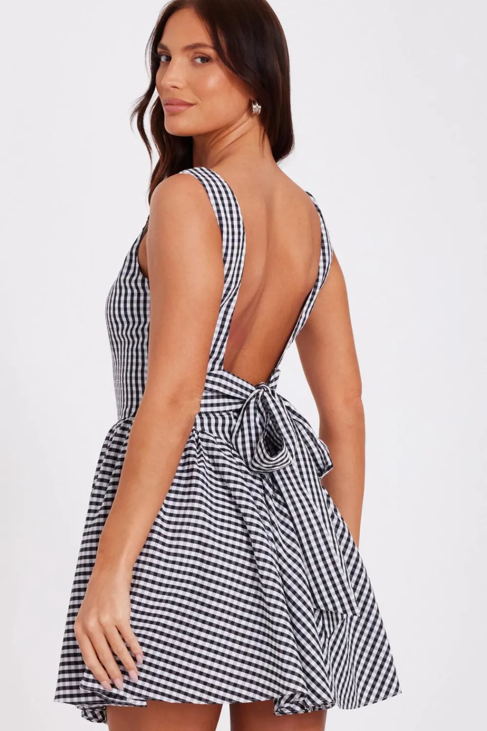 Quiz Summer Clothes|Holiday>Black Gingham Skater Dress