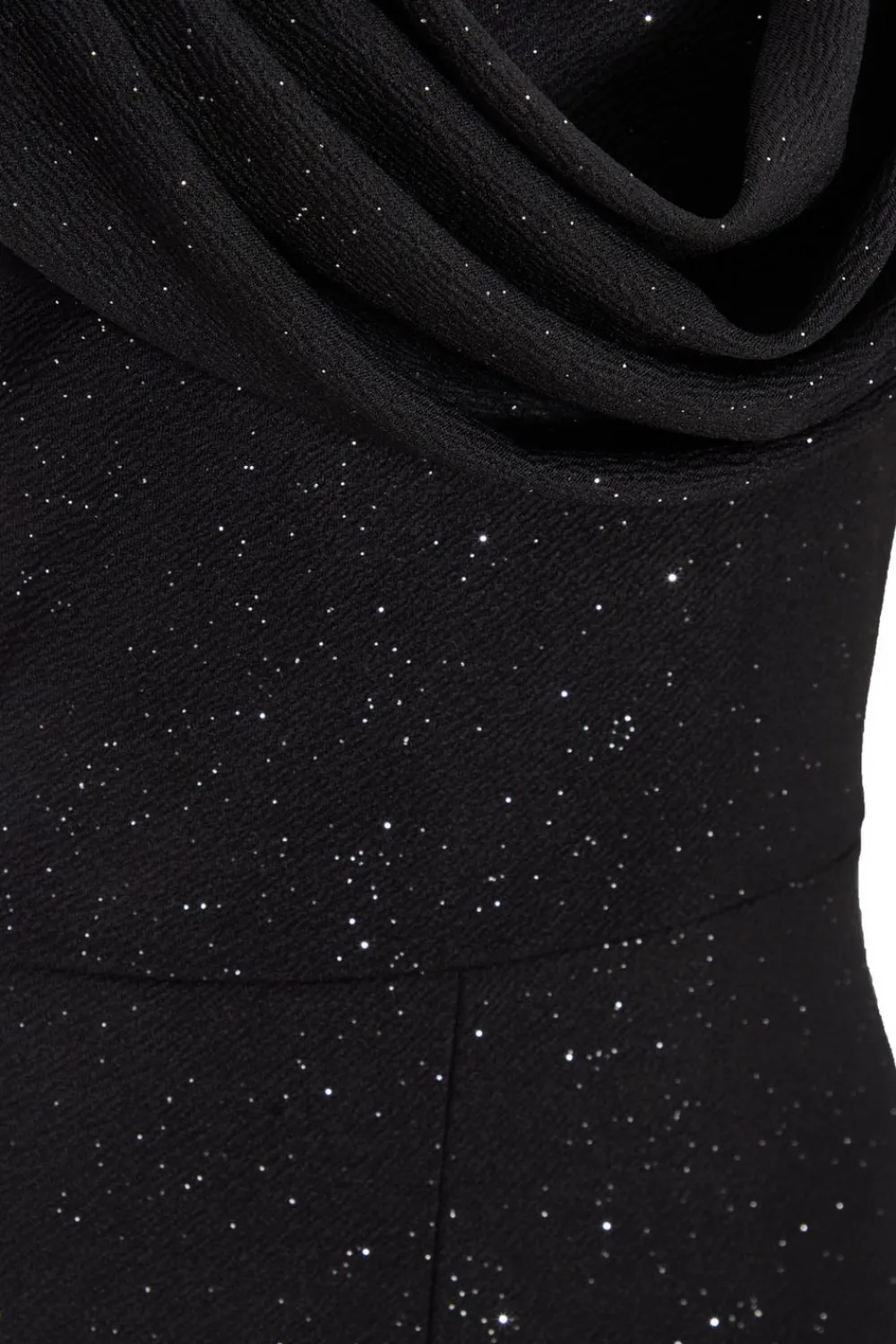 Quiz Occasion Jumpsuits|Going Out Jumpsuits>Black Glitter Cowl Neck Jumpsuit