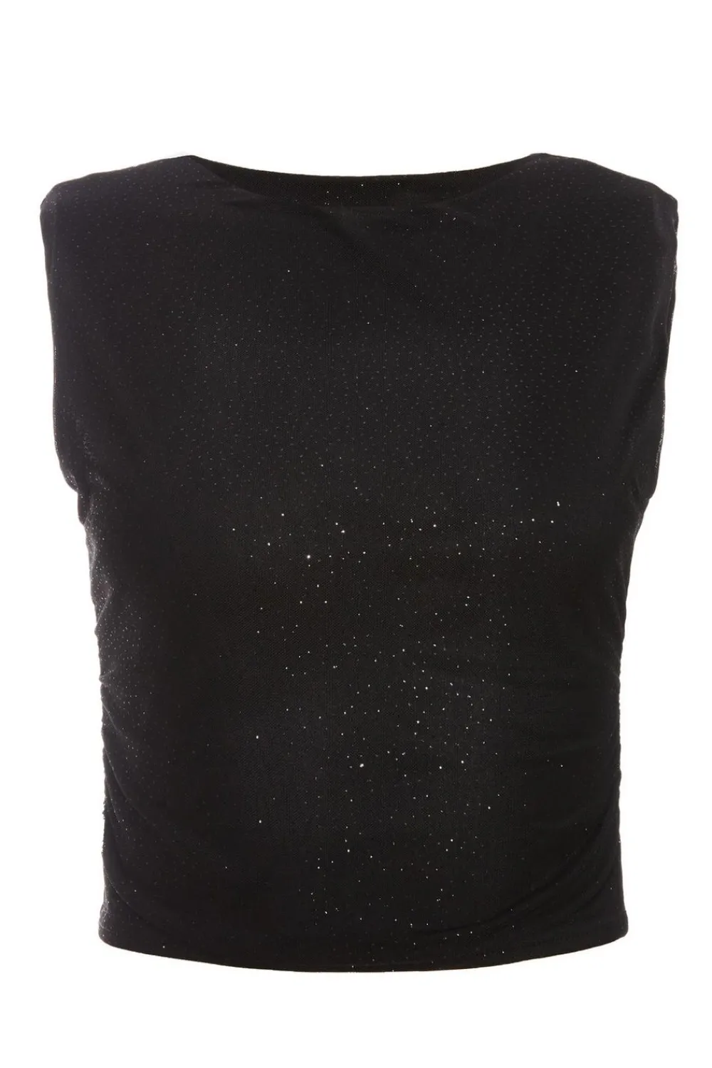 Quiz Going Out Tops|Crop Tops>Glitter Mesh Crop Top