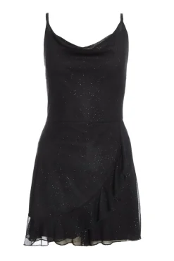 Quiz Playsuits|Playsuits>Black Glitter Mesh Skort Playsuit