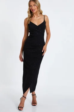 Quiz Prom & Ball|Evening Dresses>Black Glitter Midaxi Dress