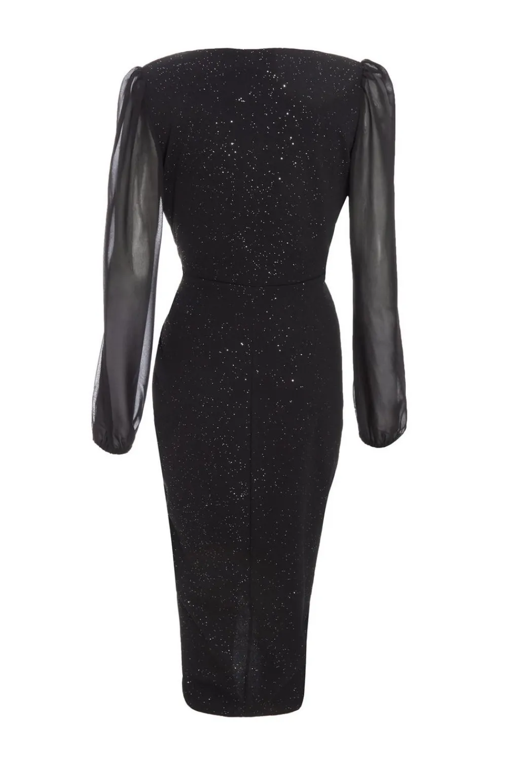 Quiz Wrap Dresses|Midi Dresses>Black Glitter Midi Dress