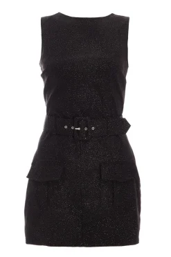 Quiz Playsuits|Playsuits>Black Glitter Skort Playsuit