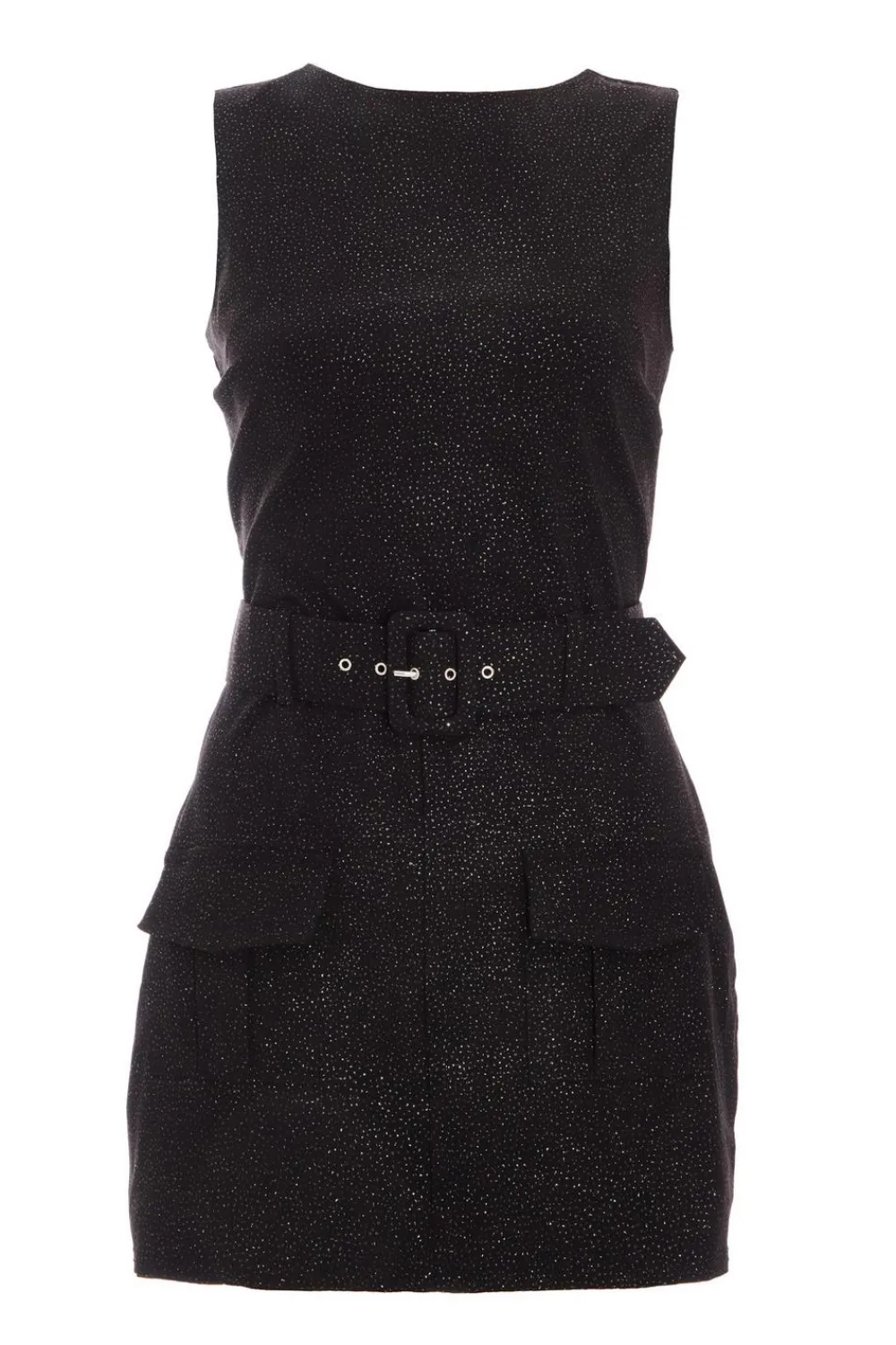 Quiz Playsuits|Playsuits>Black Glitter Skort Playsuit