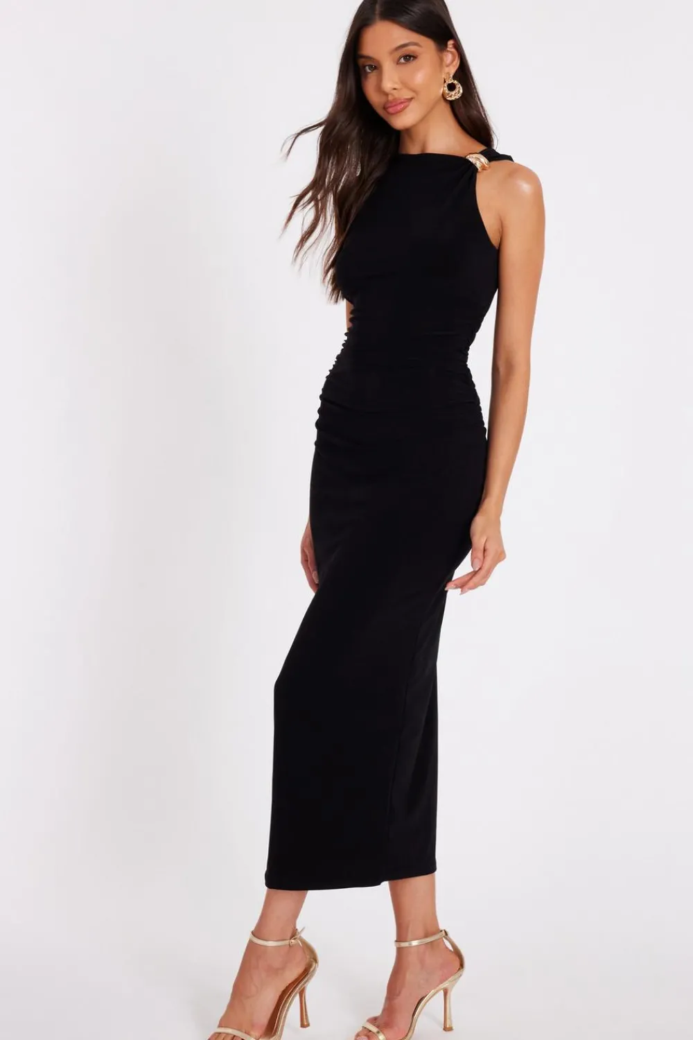 Quiz Day At The Races|Christening Guest>Gold Buckle Midaxi Dress