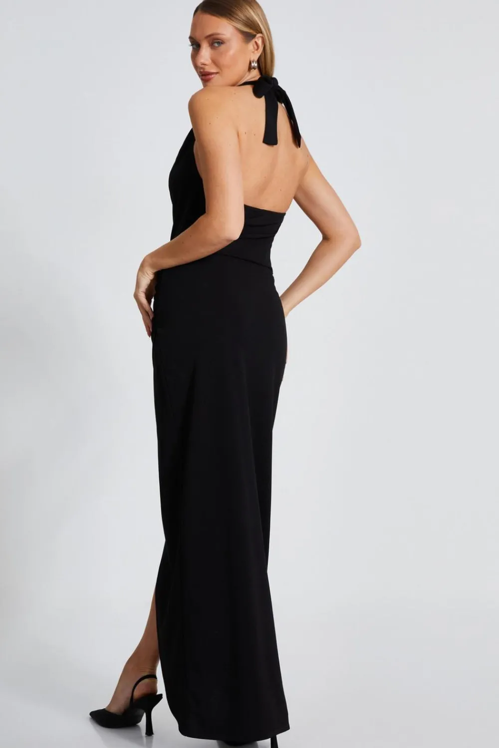 Quiz Evening Dresses|Wedding Guest Dresses>Black Halter Neck Maxi Dress