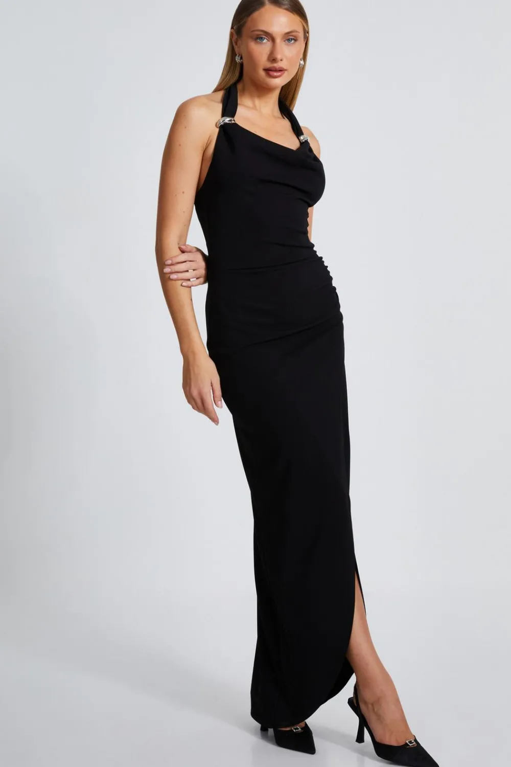Quiz Evening Dresses|Wedding Guest Dresses>Black Halter Neck Maxi Dress