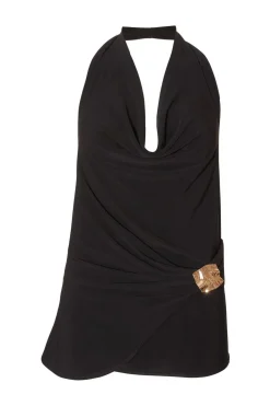 Quiz Going Out Tops|Tops>Black Halter Neck Wrap Top