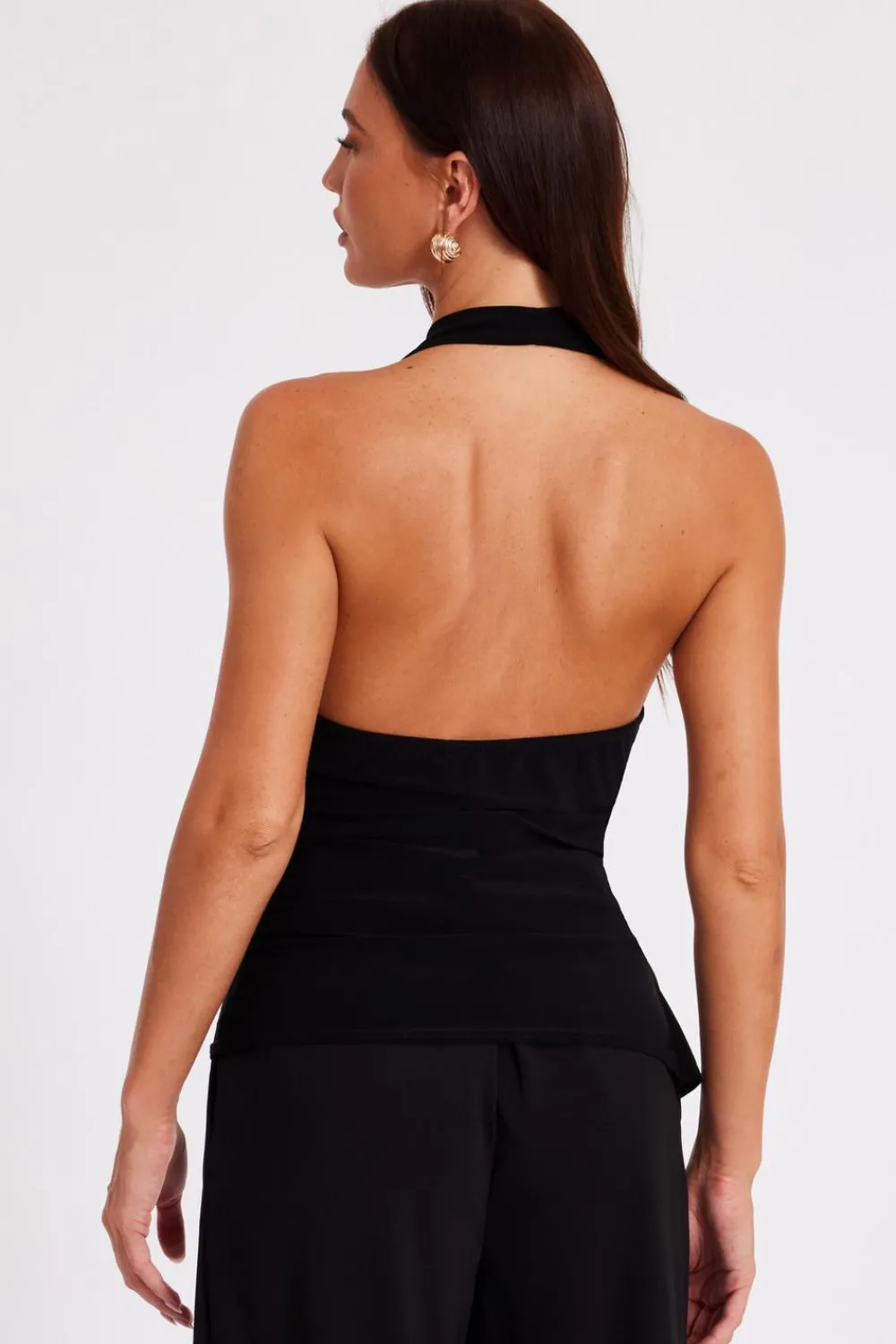 Quiz Going Out Tops|Tops>Black Halter Neck Wrap Top