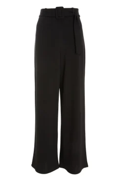 Quiz Trousers|Casual Clothing>Black High Waist Belted Palazzo Trousers