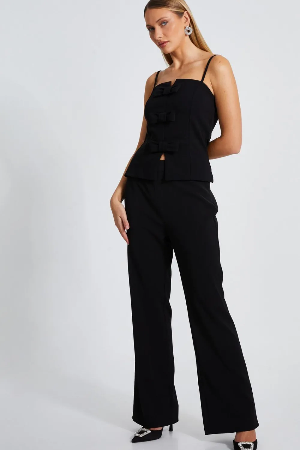 Quiz Trousers|Casual Clothing>Black High Waisted Tailored Trousers